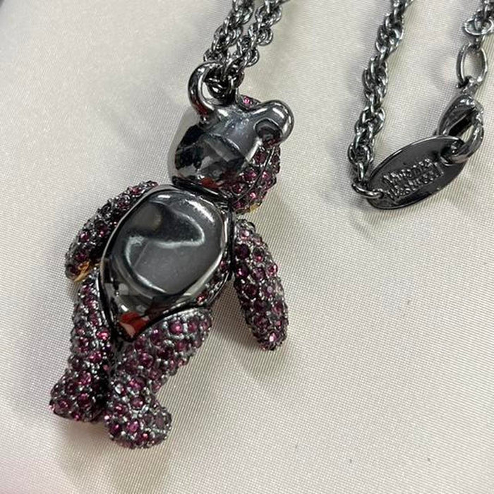 Vivienne Westwood vintage purple teddy diamanté necklace