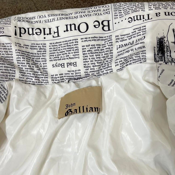 John Galliano newspaper puffer jacket