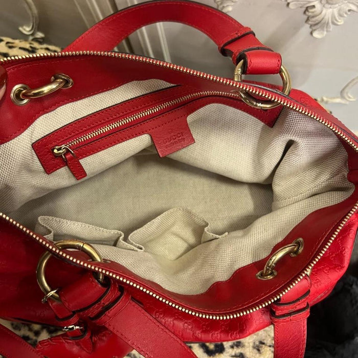 Gucci valentines red leather guccissima tote bag