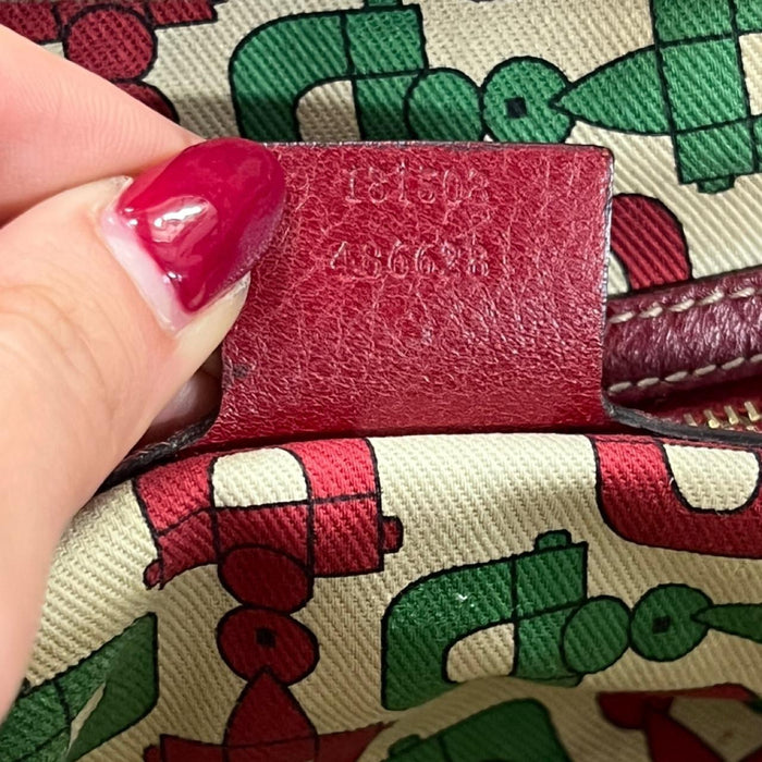 Gucci red guccissima bowler bag