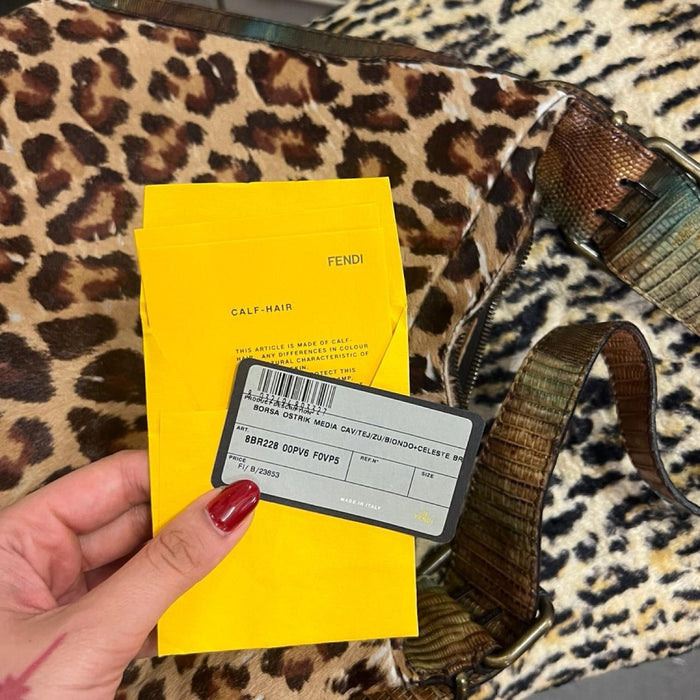 Fendi leopard print fur oyster bag