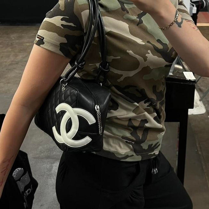 Chanel black and white cambon bowler bag