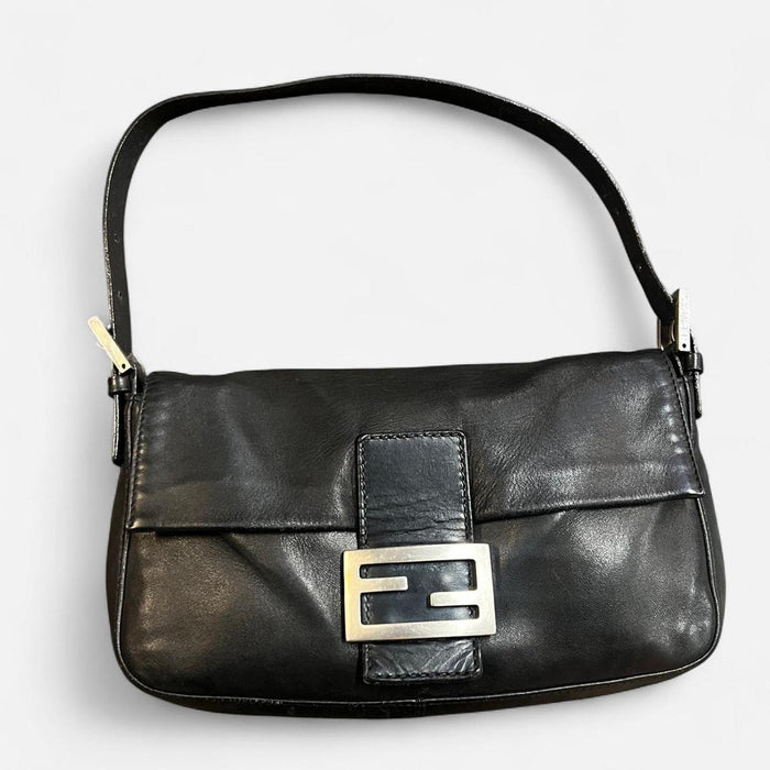 Fendi black baguette shoulder bag