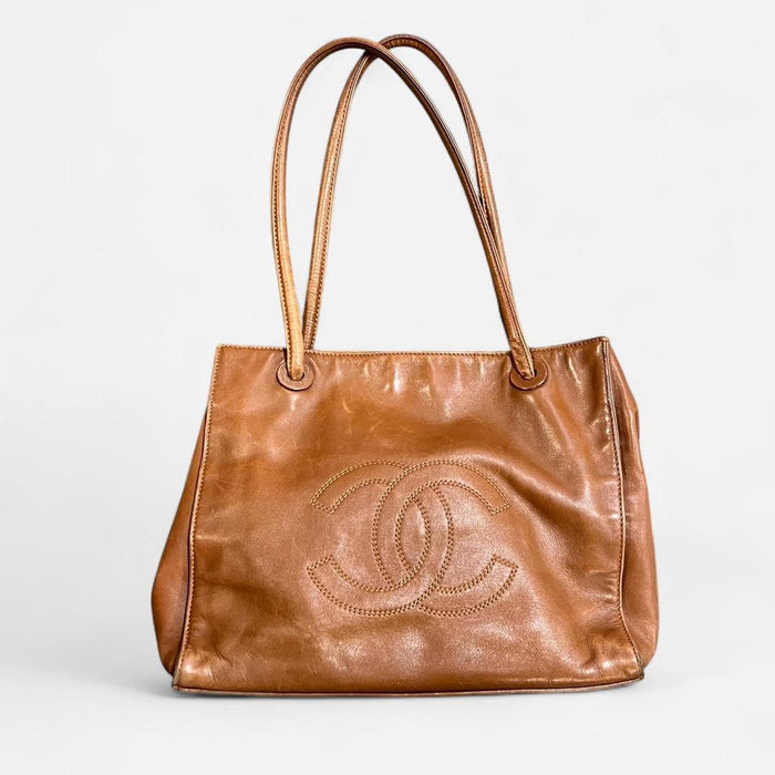 Chanel brown leather tote bag