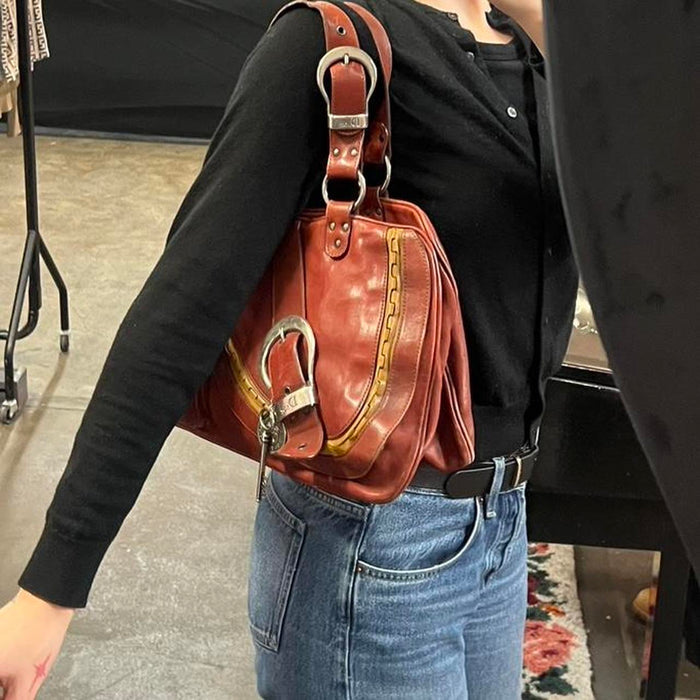 Christian Dior red gaucho saddle bag