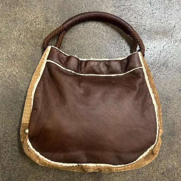 Fendi shearling leather shoulder bag