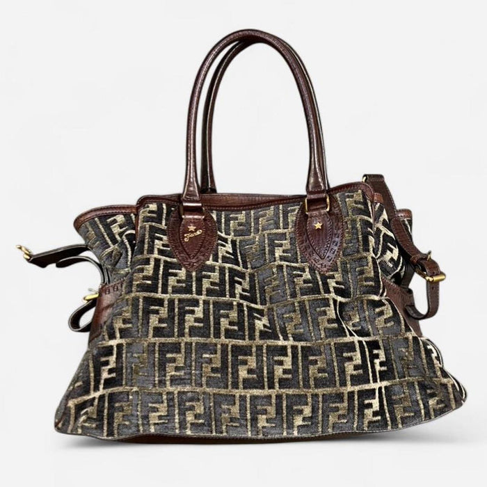 Fendi zucca velour shoulder bag