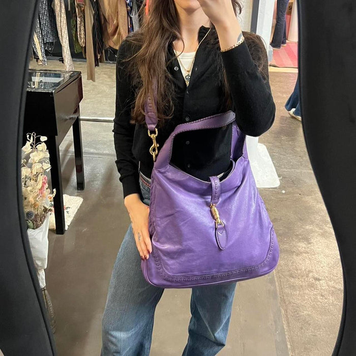 Gucci large Jackie purple leather shoulder bag