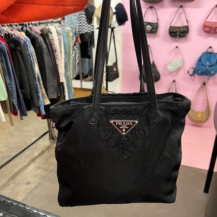 Prada black nylon tote bag