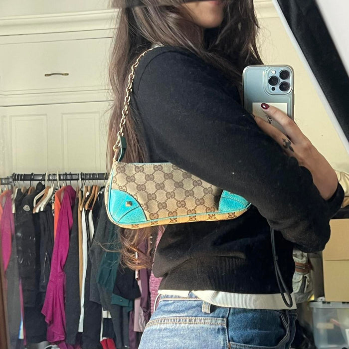 Gucci turquoise chain shoulder bag