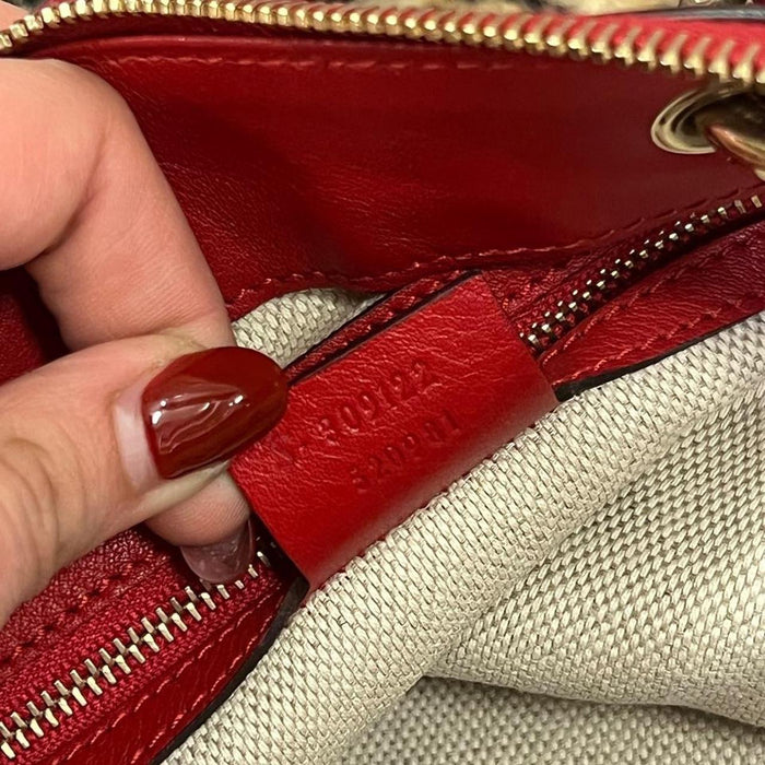 Gucci valentines red leather guccissima tote bag