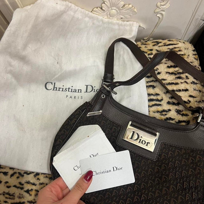 Christian Dior brown street chic hobo shoulder bag