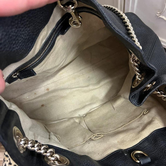 Gucci black leather soho chain bag