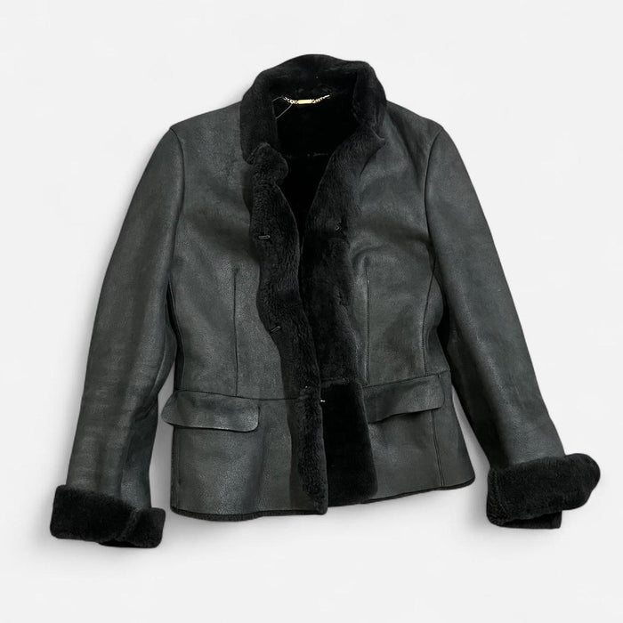 Gucci Tom Ford black leather shearling jacket