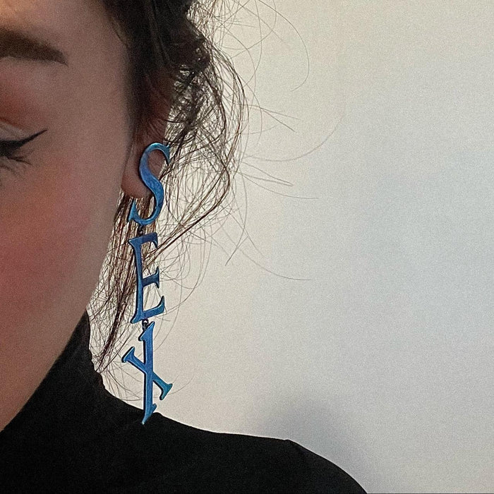 Vivienne Westwood sex blue oil spill earrings