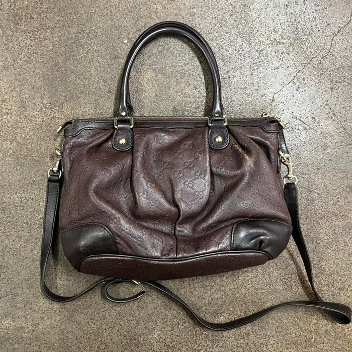 Gucci sukey brown leather guccissima bag