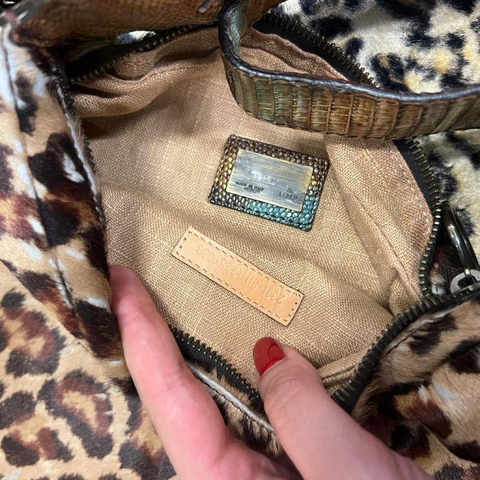 Fendi leopard print fur oyster bag