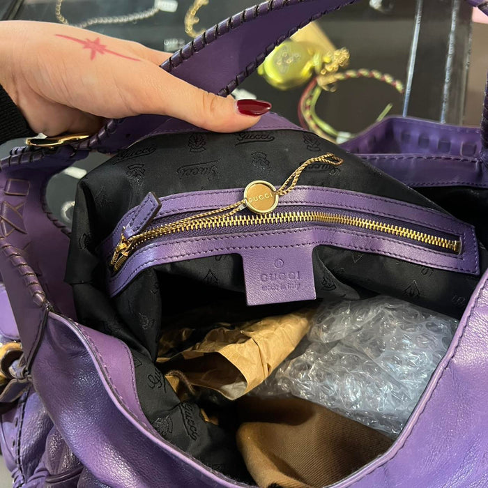 Gucci large Jackie purple leather shoulder bag