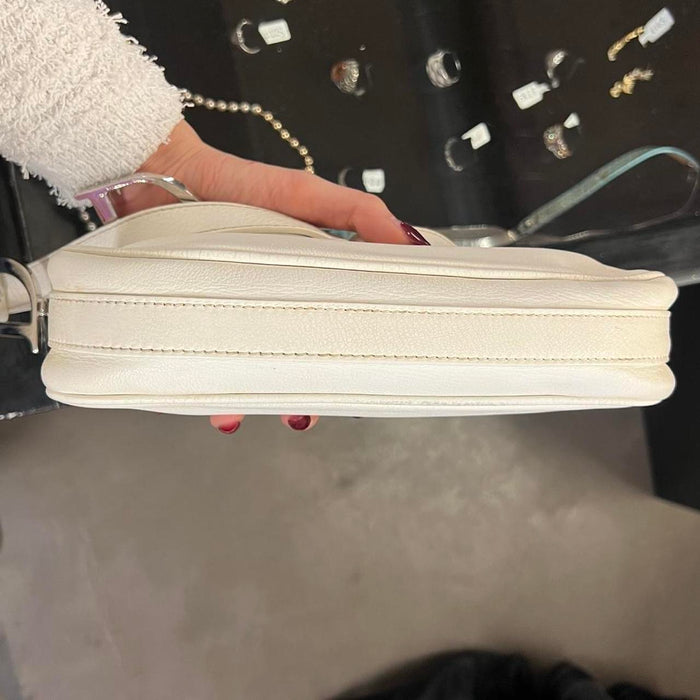 Christian Dior white leather spellout shoulder bag