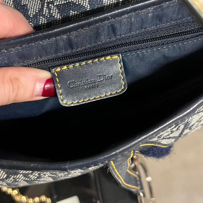 Christian Dior navy blue oblique saddle bag