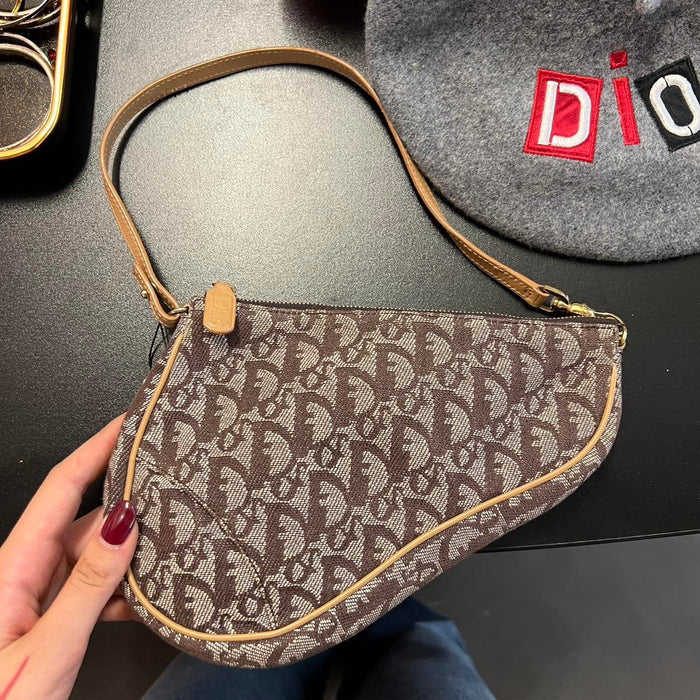 Dior brown mini saddle bag