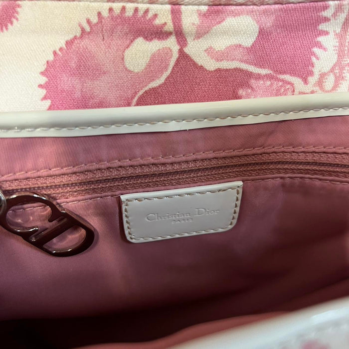 Dior pink and white floral saddle bag