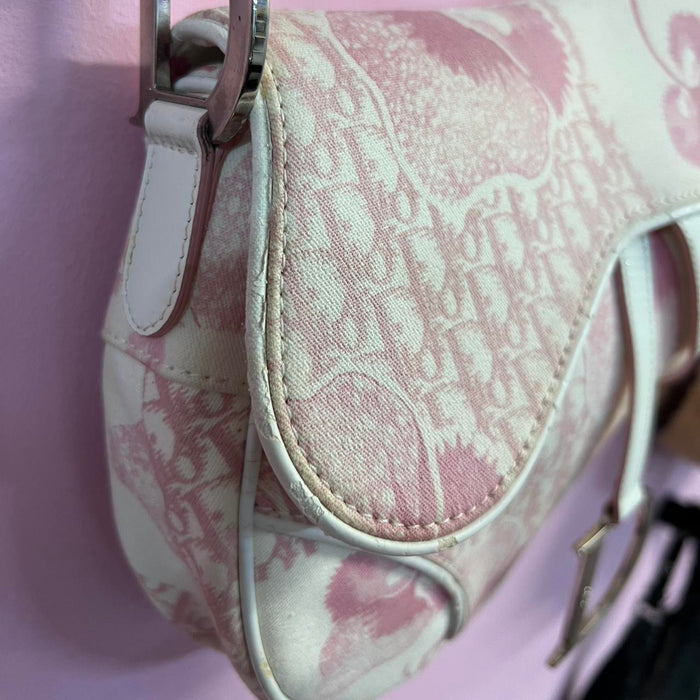 Dior pink and white floral saddle bag