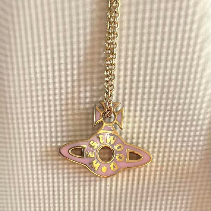 Vivienne Westwood pink and gold orb necklace