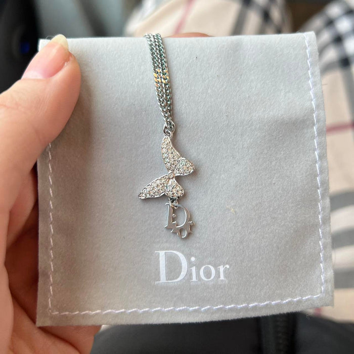 Dior silver butterfly necklace