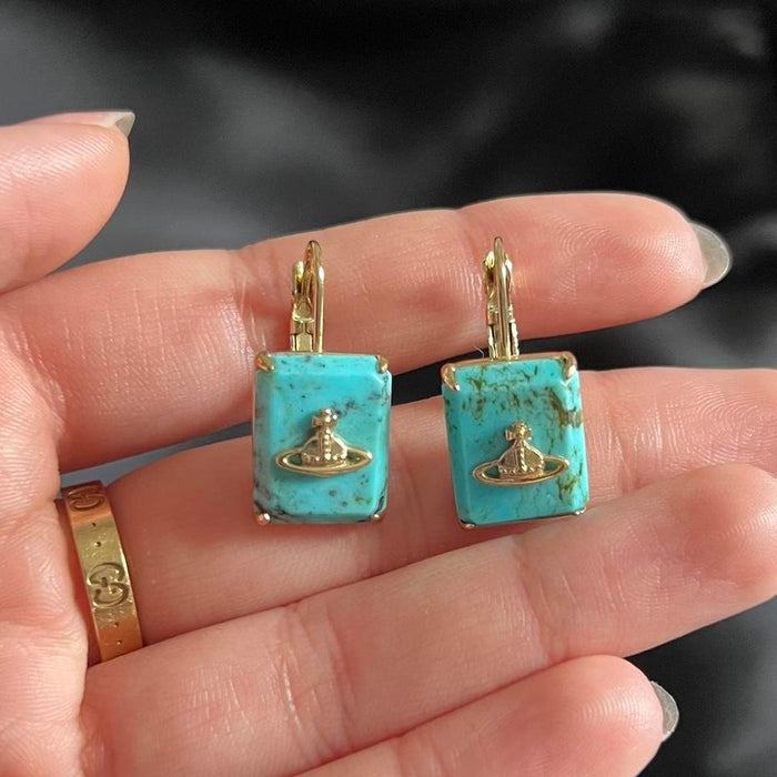 Vivienne Westwood gold turquoise drop earrings