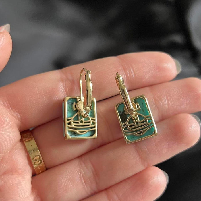 Vivienne Westwood gold turquoise drop earrings