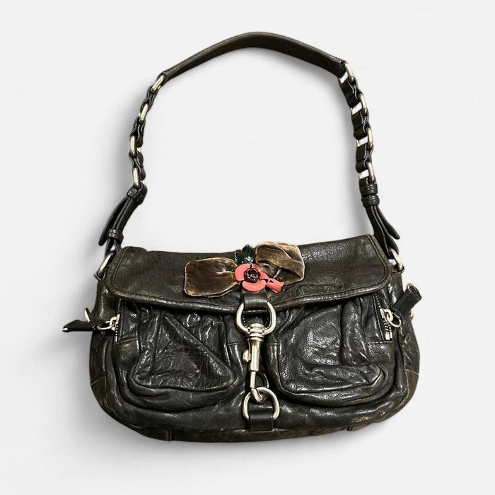 Miu Miu brown black flower shoulder bag