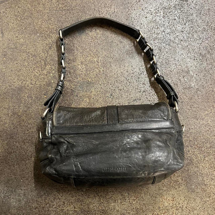 Miu Miu brown black flower shoulder bag
