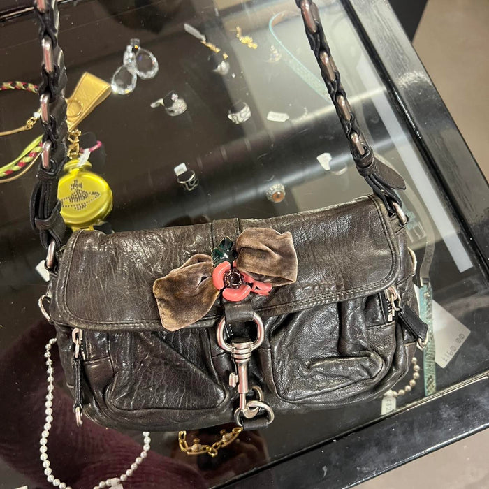 Miu Miu brown black flower shoulder bag