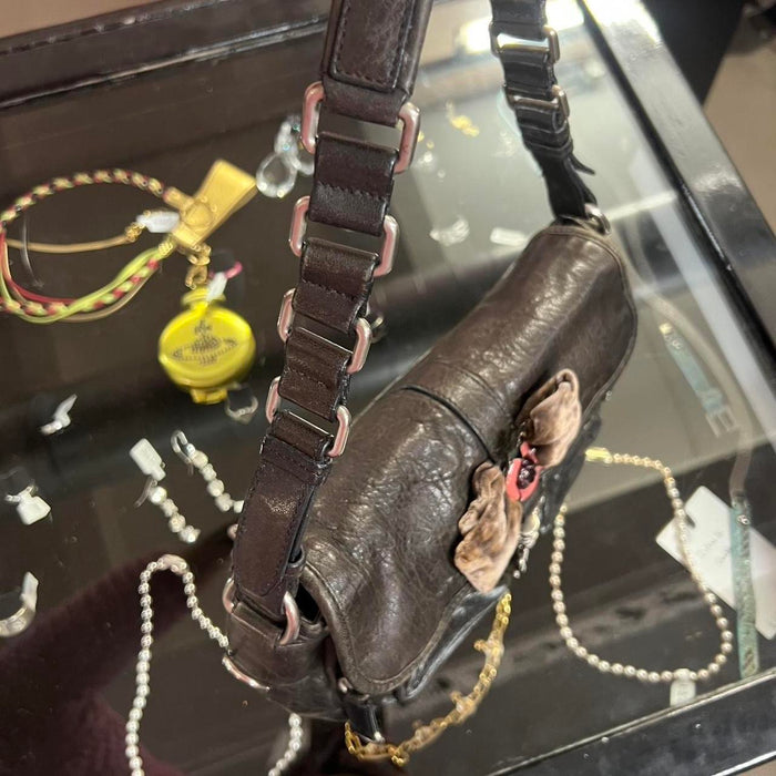 Miu Miu brown black flower shoulder bag