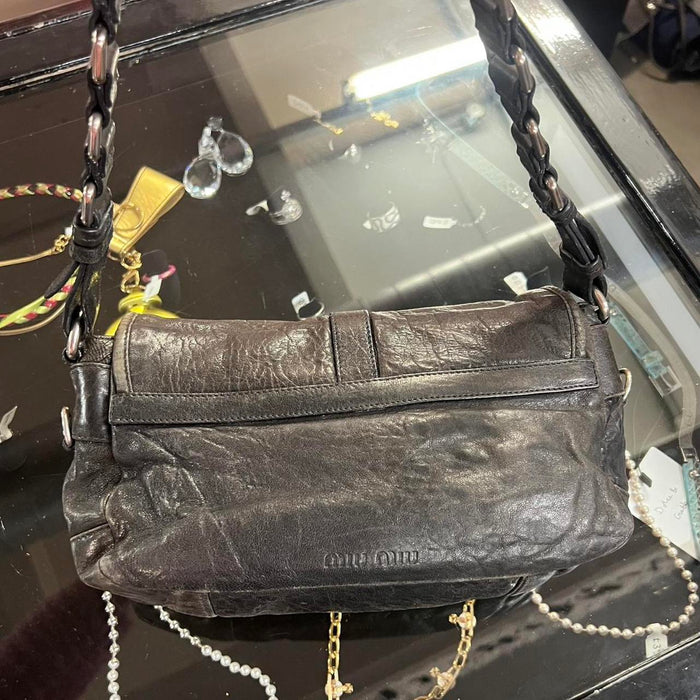 Miu Miu brown black flower shoulder bag
