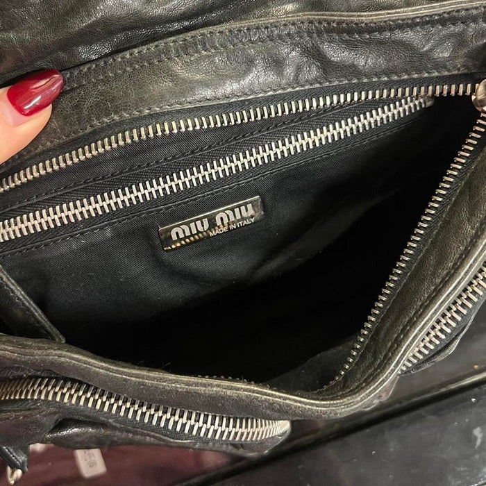 Miu Miu brown black flower shoulder bag