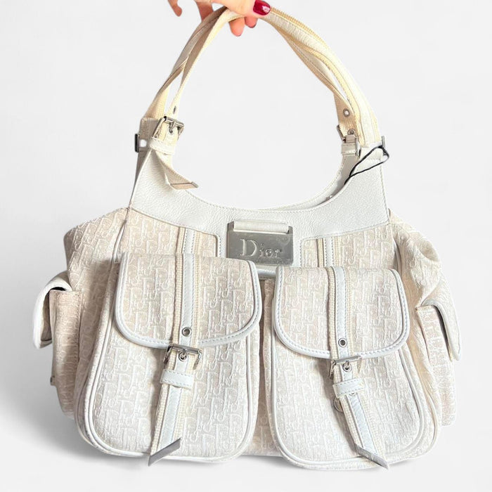 Christian Dior white columbus shoulder bag