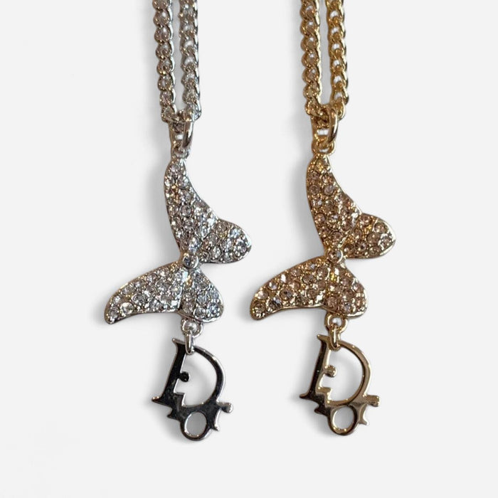 Dior silver butterfly necklace