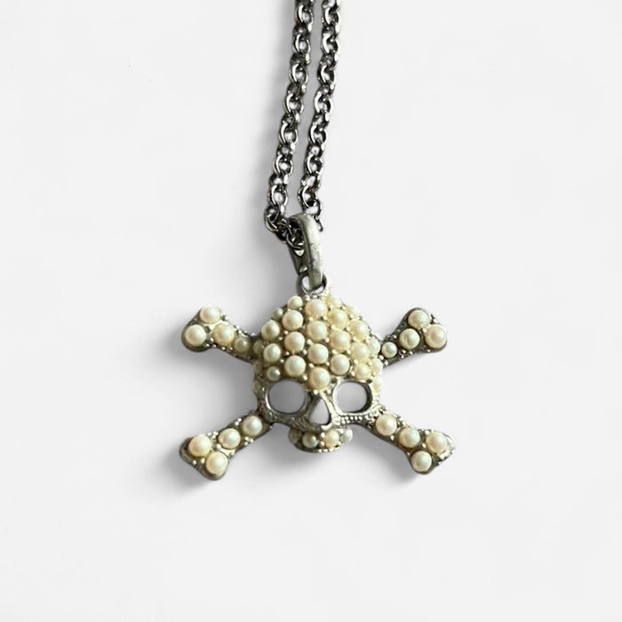 Vivienne Westwood silver pearl skull necklace