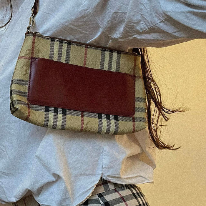Burberry vintage red nova check shoulder bag
