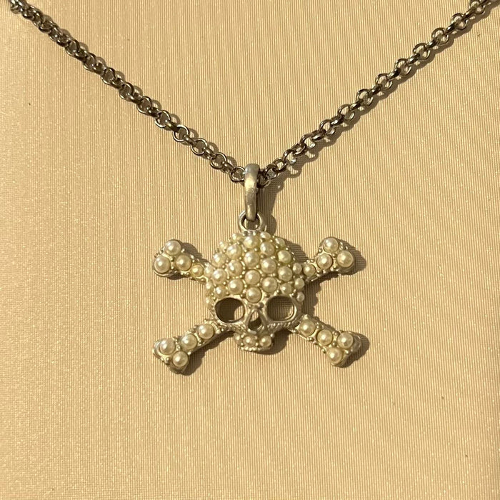 Vivienne Westwood silver pearl skull necklace