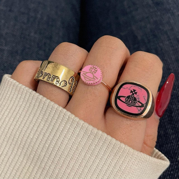 Vivienne Westwood rose gold & pink orb ring