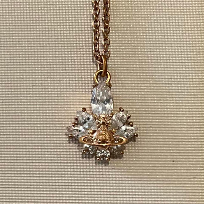 Vivienne Westwood crystal orb rose gold necklace