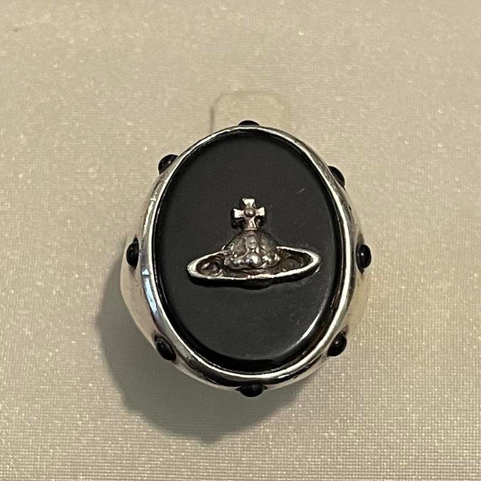 Vivienne Westwood sterling silver black signet ring