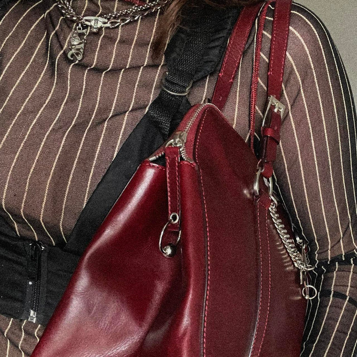 Christian Dior red wine hardcore leather shoulder bag