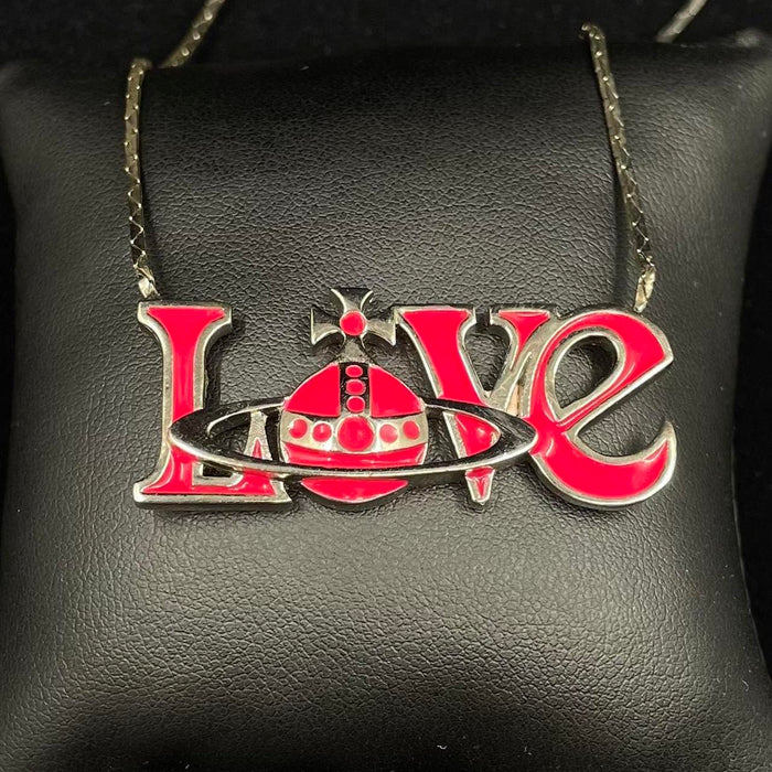 Vivienne Westwood silver & pink love orb necklace