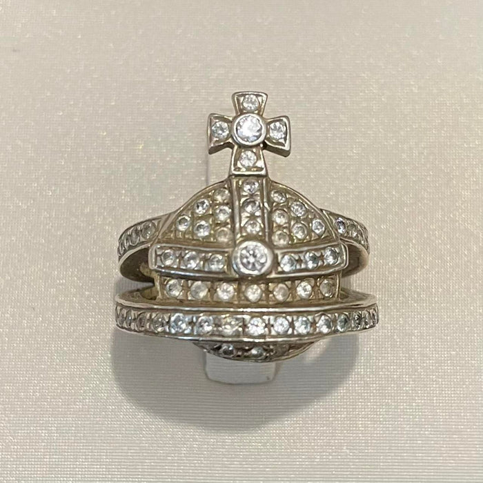 Vivienne Westwood vintage sterling silver crystal orb ring
