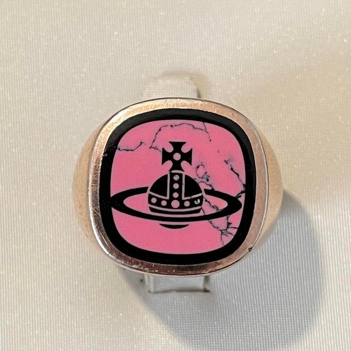 Vivienne Westwood rose gold & pink orb ring