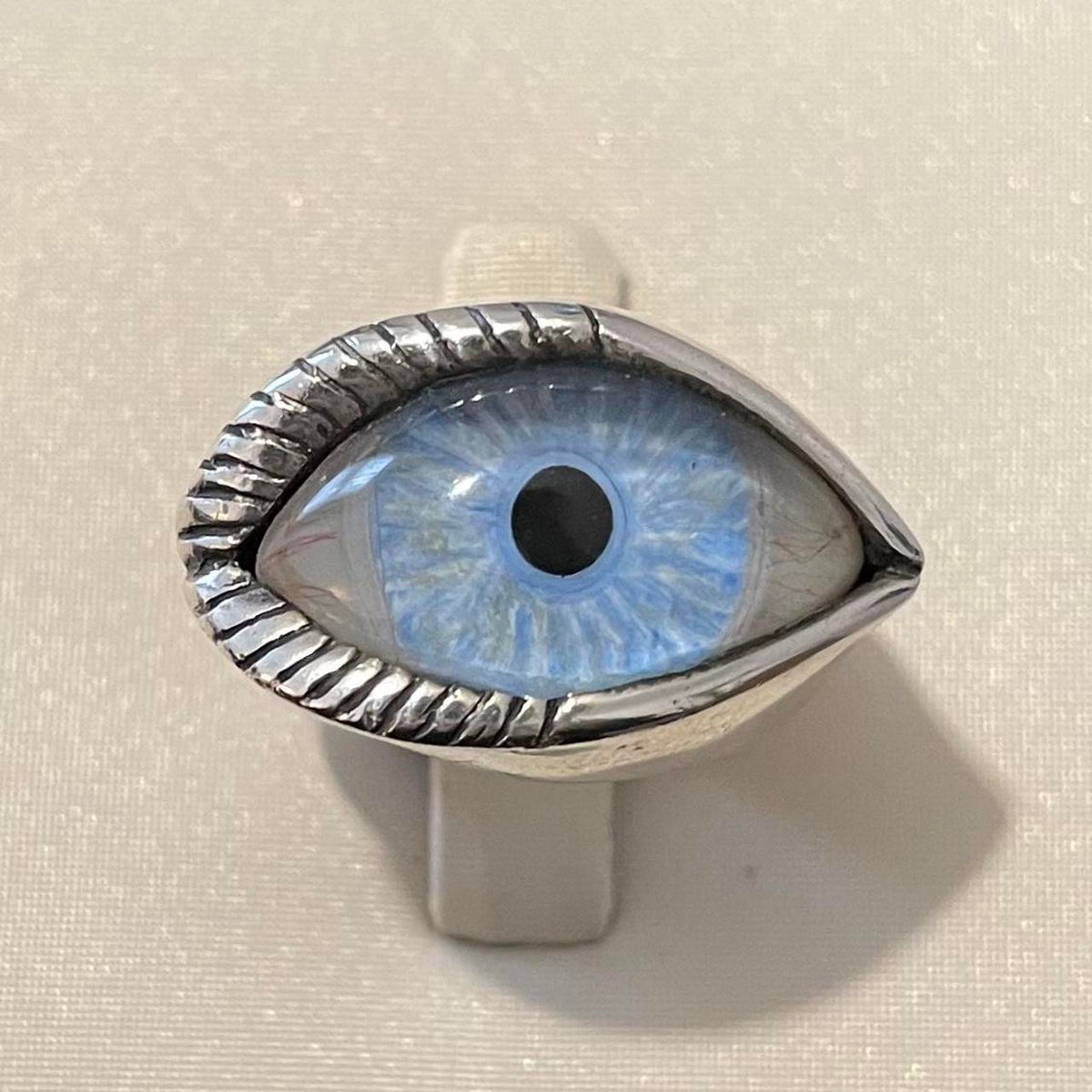The Great Frog vintage sterling silver blue prosthetic eye ring